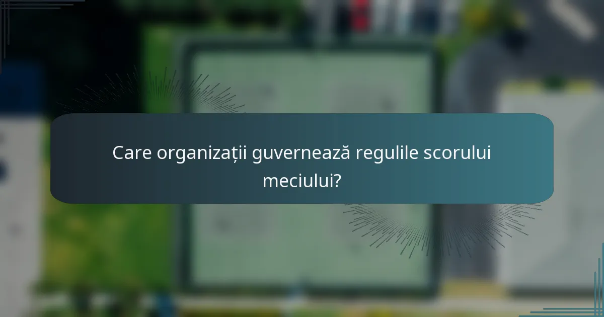 Care organizații guvernează regulile scorului meciului?