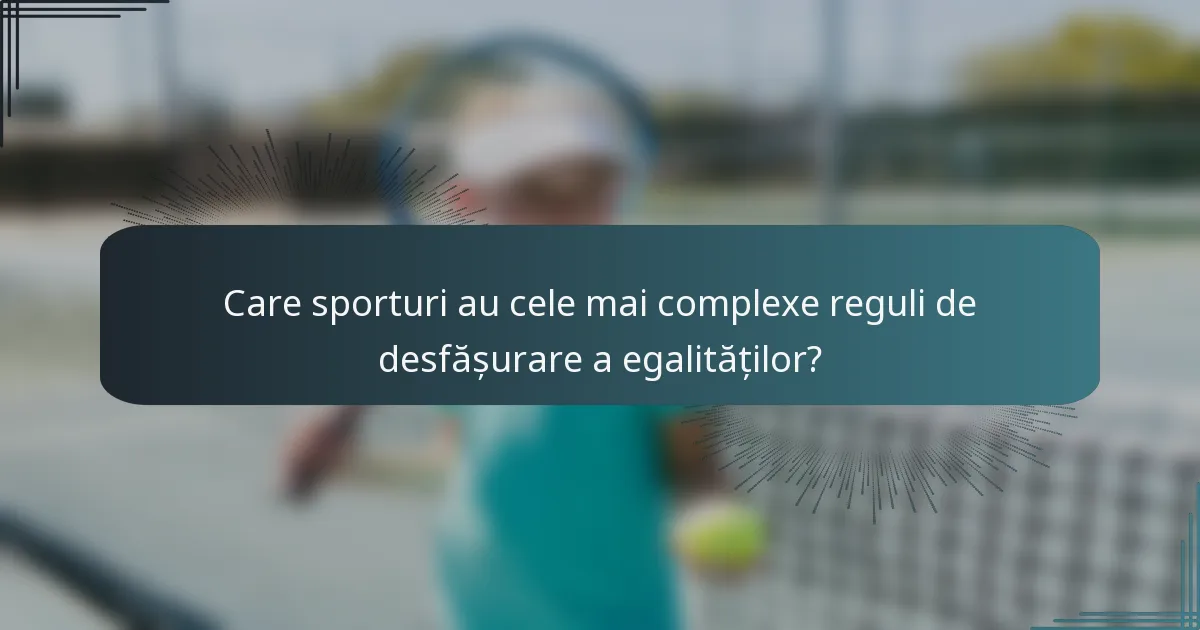 Care sporturi au cele mai complexe reguli de desfășurare a egalităților?