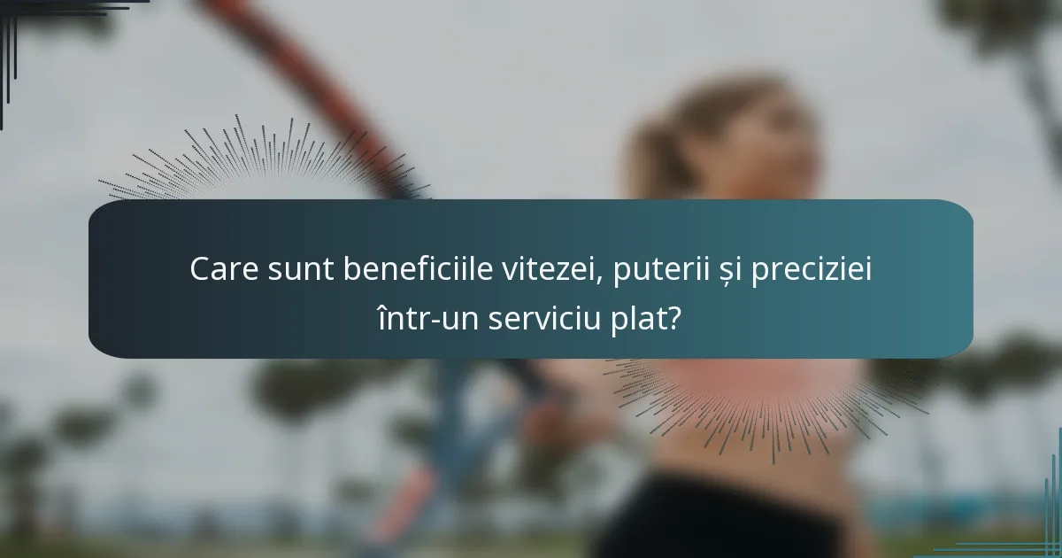 Care sunt beneficiile vitezei, puterii și preciziei într-un serviciu plat?