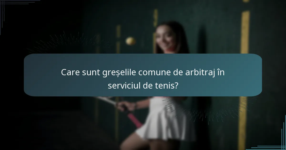 Care sunt greșelile comune de arbitraj în serviciul de tenis?