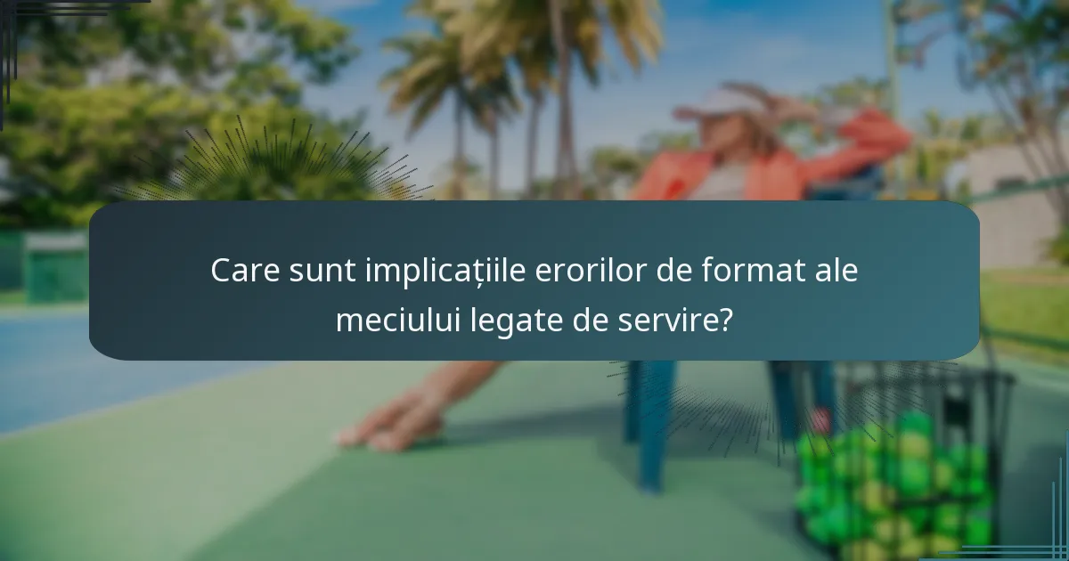 Care sunt implicațiile erorilor de format ale meciului legate de servire?