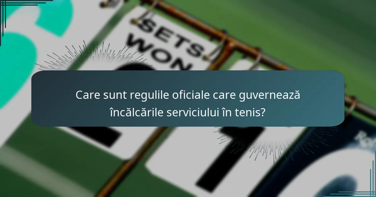 Care sunt regulile oficiale care guvernează încălcările serviciului în tenis?
