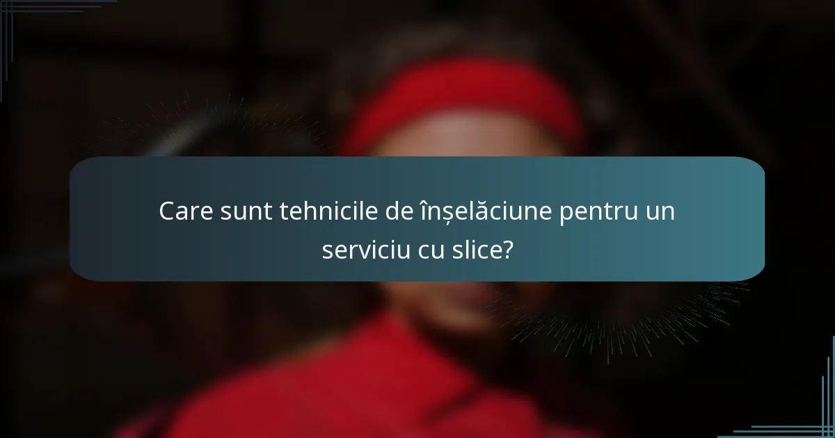 Care sunt tehnicile de înșelăciune pentru un serviciu cu slice?