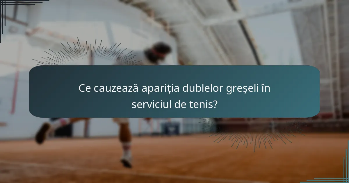 Ce cauzează apariția dublelor greșeli în serviciul de tenis?