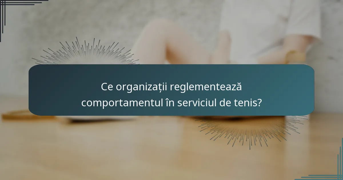 Ce organizații reglementează comportamentul în serviciul de tenis?
