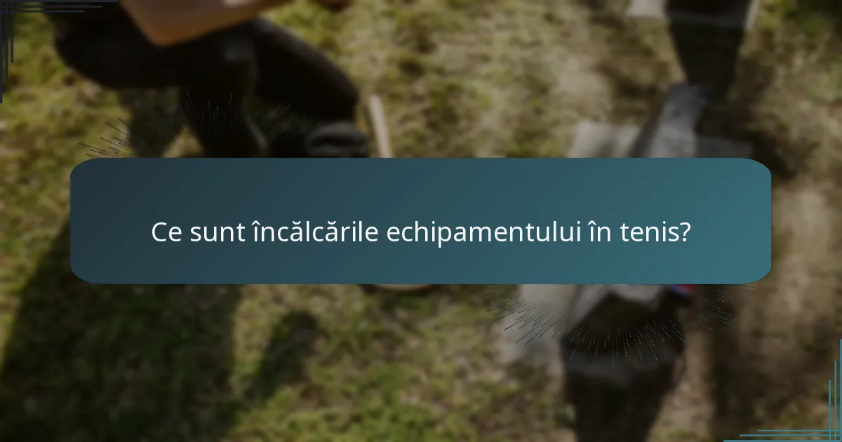 Ce sunt încălcările echipamentului în tenis?